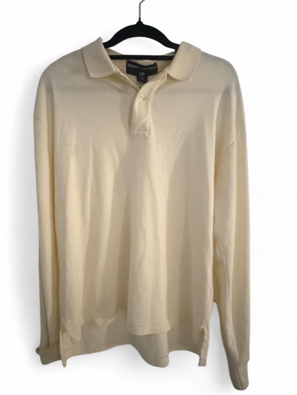 Vintage 1990s Ralph Lauren Long-Sleeve Polo Shirt in Cream